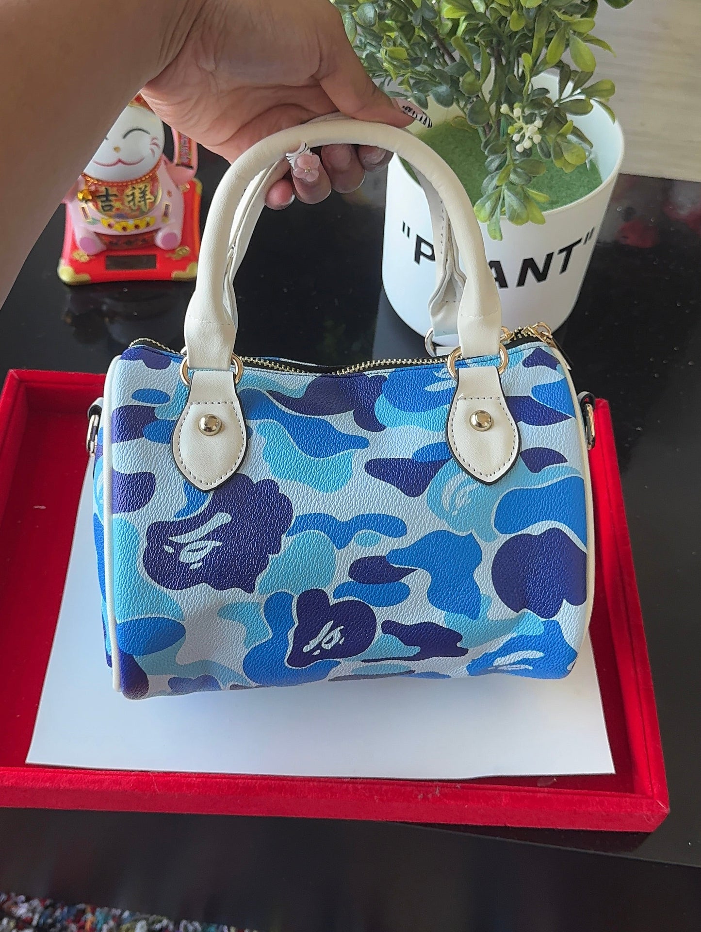Plain Blue Camo Pillow Bag