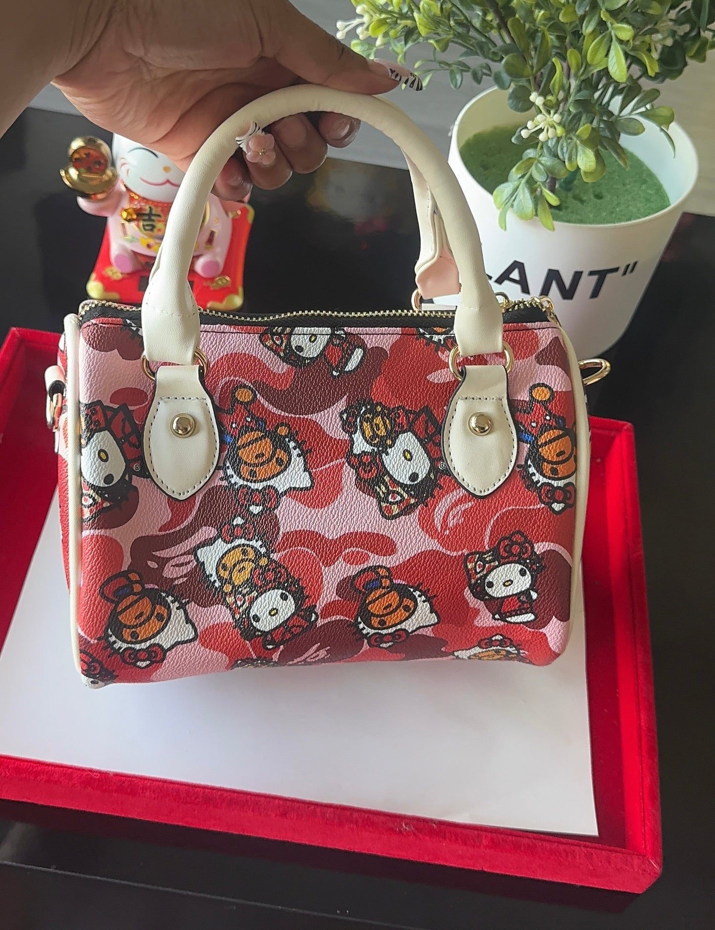 Red Camo HK Love Pillow Bag