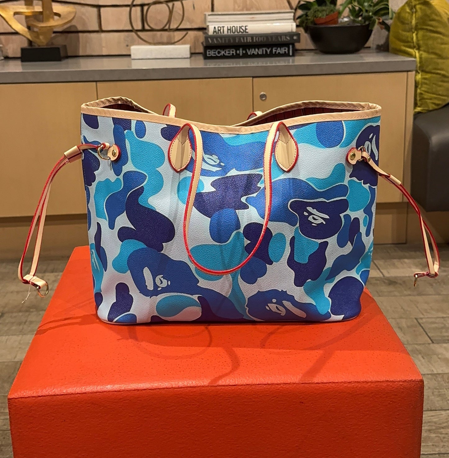 Blue Camo Large Tote Bag