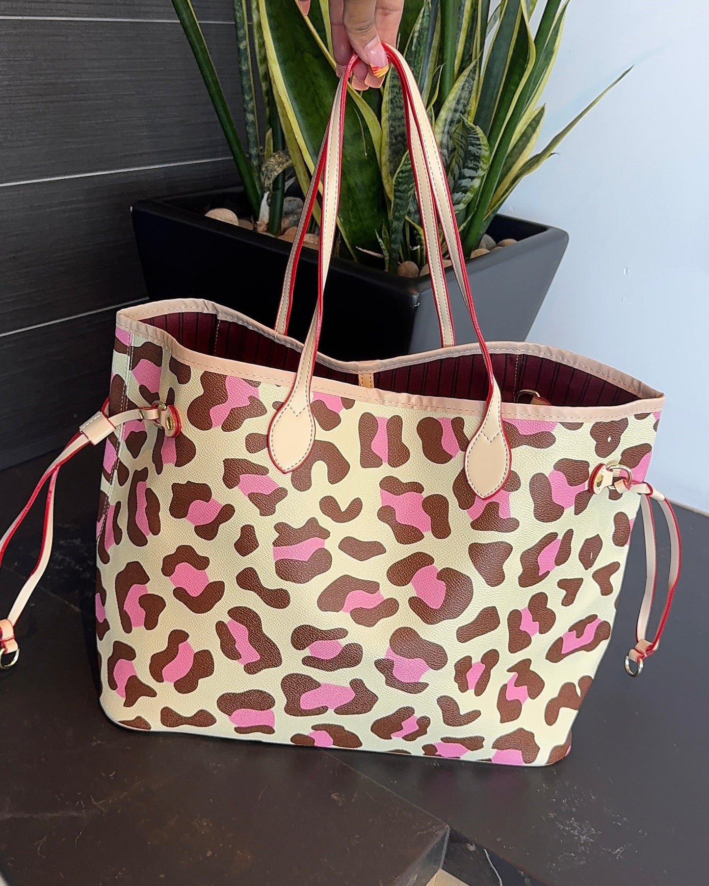 Pink Cheetah Large Tote Bag