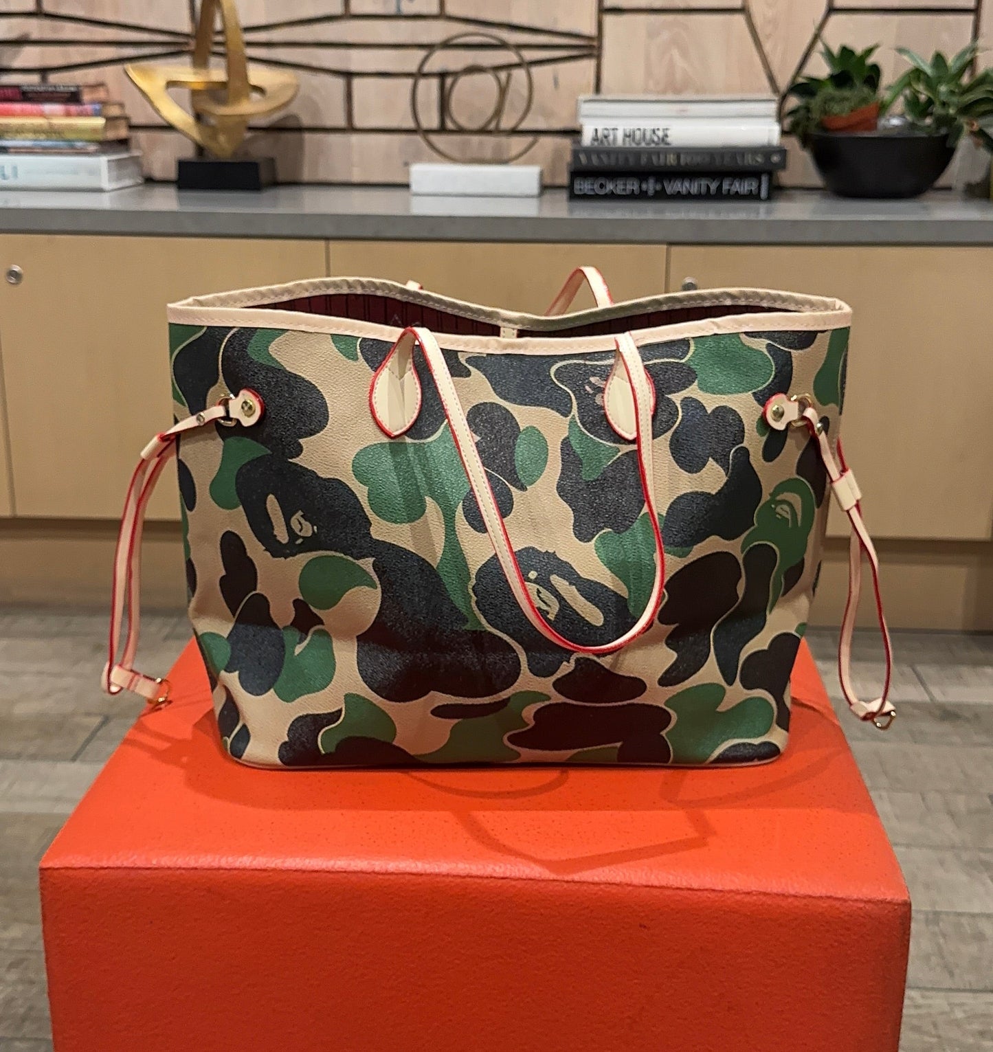 Green Camo Large Tote Bag