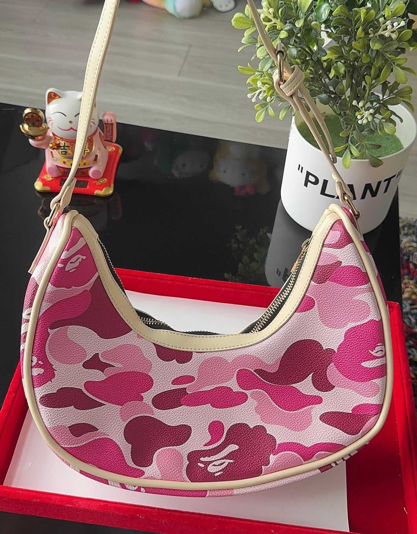 Pink Camo Moon Bag