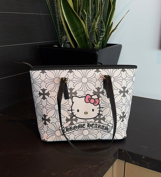 HK Grey & White Chrome Mini Tote Bag