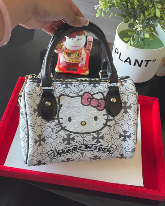 HK Grey & White Chrome Pillow Bag