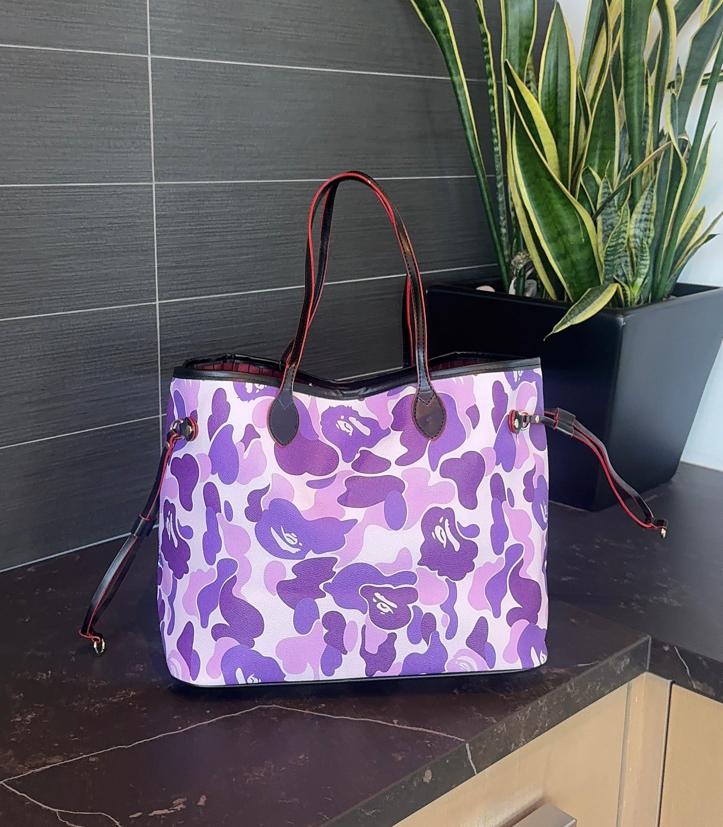 Purple Camo Large Tote Bag