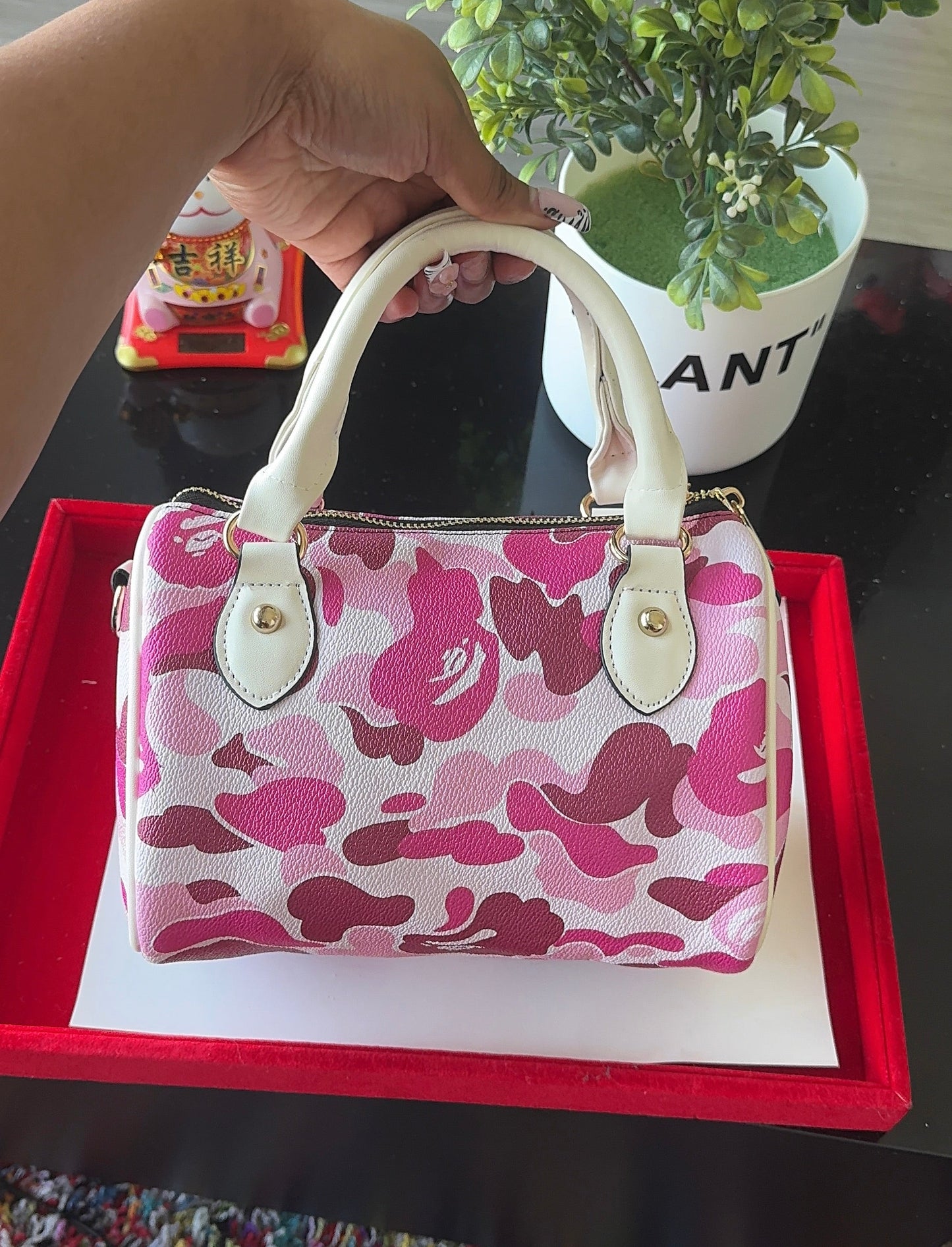 Plain Pink Camo Pillow Bag